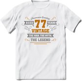 77 Jaar Legend T-Shirt | Goud - Zilver | Grappig Verjaardag Cadeau | Dames - Heren | - Wit - L