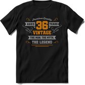 36 Jaar Legend T-Shirt | Goud - Zilver | Grappig Verjaardag Cadeau | Dames - Heren | - Zwart - 3XL