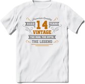 14 Jaar Legend T-Shirt | Goud - Zilver | Grappig Verjaardag Cadeau | Dames - Heren | - Wit - L