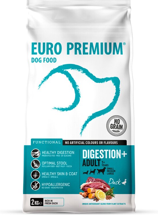 Euro Premium Adult Digestion+ Grain Free Duck 2 kg - Hond