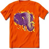 Dieren T-Shirt | Olifant shirt Heren / Dames | Wildlife elephant cadeau - Oranje - XXL