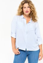 LOLALIZA Blouse met zilver lurex en strepen - Light Blauw - Maat 42