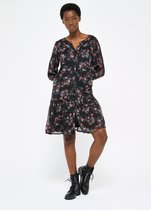 LOLALIZA Babydoll jurk met bloemen en lurex - Roze - Maat 42