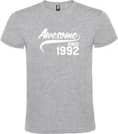 Grijs T shirt met "Awesome sinds 1992" print Wit size M