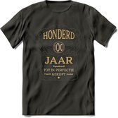 100 Jaar Legendarisch Gerijpt T-Shirt | Grijs - Ivoor | Grappig Verjaardag Cadeau | Dames - Heren | - Donker Grijs - M