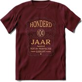 100 Jaar Legendarisch Gerijpt T-Shirt | Grijs - Ivoor | Grappig Verjaardag Cadeau | Dames - Heren | - Burgundy - XL