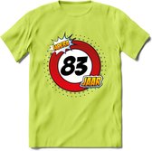 83 Jaar Hoera Verkeersbord T-Shirt | Grappig Verjaardag Cadeau | Dames - Heren | - Groen - M