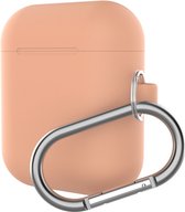 Mobigear Carabiner Siliconen Hoesje Geschikt voor Apple AirPods 1 - Oranje