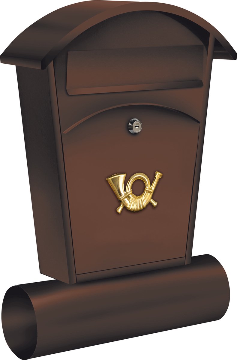 VOREL Brievenbus met krantenrol en 2 sleutels - bruin - 480x280x80 mm