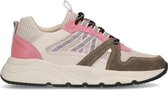 Sacha - Dames - Beige sneakers met roze en groene details - Maat 41