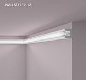 Kroonlijst NMC IL12 WALLSTYL Noel Marquet Sierlijst inclusief lichtverspreider Lijstwerk Indirecte verlichting modern design grijs 2 m