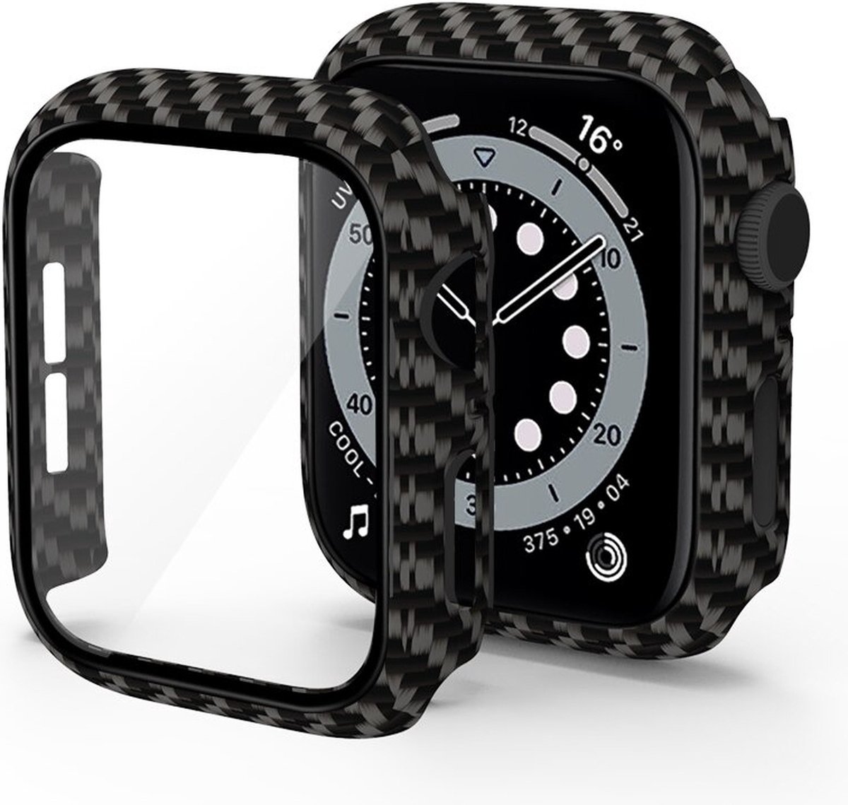 DrPhone FC3 - 360° Cover - Volledige Hoes + Ingebouwde Screenprotector - Geschikt Voor Apple Watch 7/8/9 45mm- Carbon