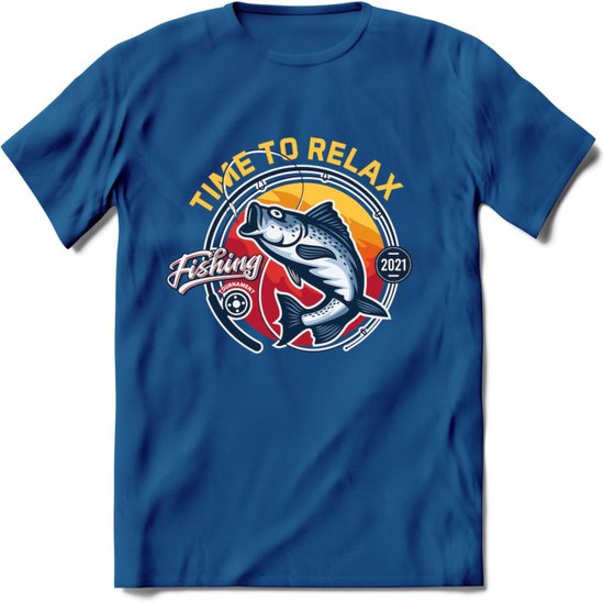 Time To Relax - Vissen T-Shirt | Grappig Verjaardag Vis Hobby Cadeau Shirt | Dames - Heren - Unisex | Tshirt Hengelsport Kleding Kado - Donker Blauw - XL