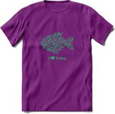 I Love Fishing - Vissen T-Shirt | Groen | Grappig Verjaardag Vis Hobby Cadeau Shirt | Dames - Heren - Unisex | Tshirt Hengelsport Kleding Kado - Paars - XXL