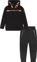 Koko Noko - Kledingset - Limited Edition Streetwear Collection - Joggingbroek met Sweater Hooded Zwart-Roze - Maat 134