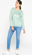 LOLALIZA Trui met opschrift - Turquoise - Maat L