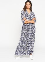 LOLALIZA Maxi-jurk met bloemenprint - Marine Blauw - Maat 44