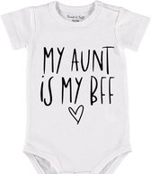 Baby Rompertje met tekst 'Aunt is my BFF' | Korte mouw l | wit zwart | maat 62/68 | cadeau | Kraamcadeau | Kraamkado