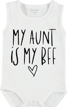 Baby Rompertje met tekst 'Aunt is my BFF' | mouwloos l | wit zwart | maat 62/68 | cadeau | Kraamcadeau | Kraamkado