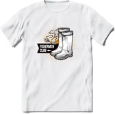 Fishing Boots - Vissen T-Shirt | Grappig Verjaardag Vis Hobby Cadeau Shirt | Dames - Heren - Unisex | Tshirt Hengelsport Kleding Kado - Wit - L