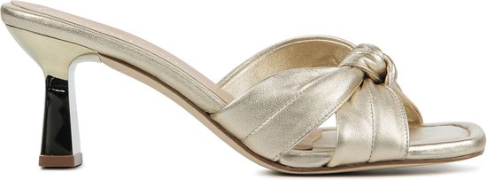 Elivandon J1585 Dames Satijn Avondsandalen Met 6cm Blokhak En Dubbele Parelband - Puntige Neus Trouwschoenen