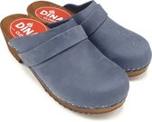 Dames klompen zweeds van Dina - Echt nubuck leer - tuinklompen - werkklompen -zweedse klompen jeans blue - maat 35