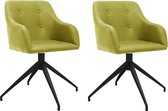vidaXL Eetkamerstoelen draaibaar 2 st stof groen