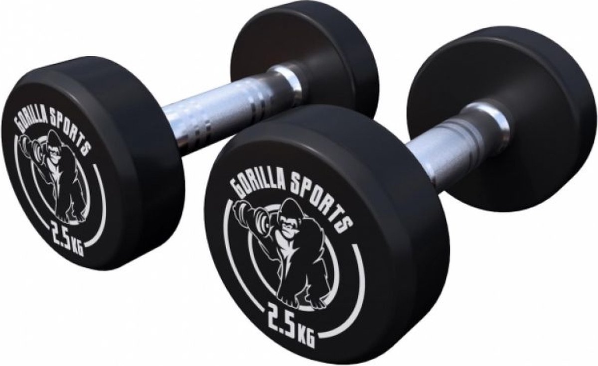 Gorilla Sports Dumbbell set 5 kg - Halterset - 2x25 kg - Dumbells - Gietijzer