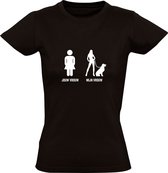 Jouw vrouw, mijn vrouw | Dames T-shirt | Zwart | My wife, your wife | Getrouwd | Hond | Hotwife