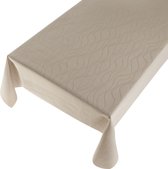 Gecoat tafellinnen Jacquard Taupe -  140 x 550 cm - Taupe tafellaken - Tafelkleed plastic - Voor buiten en binnen - Verschillende maten - Geleverd in een koker