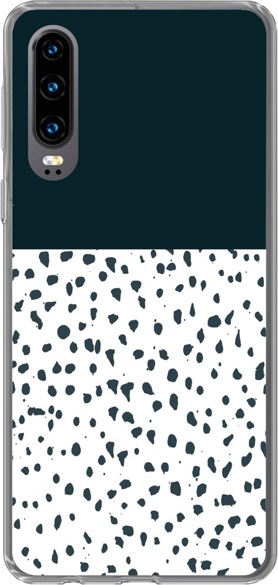 Telefoonhoesje Geschikt voor Huawei P30 hoesje - Stippen - Zwart - Wit - Siliconen Telefoonhoesje Telefoonhoesje