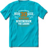 30 Jaar Legend T-Shirt | Goud - Wit | Grappig Verjaardag en Feest Cadeau Shirt | Dames - Heren - Unisex | Tshirt Kleding Kado | - Blauw - 3XL