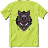 Vos - Dieren Mandala T-Shirt | Roze | Grappig Verjaardag Zentangle Dierenkop Cadeau Shirt | Dames - Heren - Unisex | Wildlife Tshirt Kleding Kado | - Groen - M