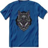 Vos - Dieren Mandala T-Shirt | Paars | Grappig Verjaardag Zentangle Dierenkop Cadeau Shirt | Dames - Heren - Unisex | Wildlife Tshirt Kleding Kado | - Donker Blauw - XL