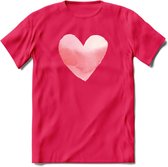 Valentijn Pastel waterverf Hart T-Shirt | Grappig Valentijnsdag Cadeautje voor Hem en Haar | Dames - Heren - Unisex | Kleding Cadeau | - Roze - XL