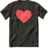 Valentijn Pastel waterverf Hart T-Shirt | Grappig Valentijnsdag Cadeautje voor Hem en Haar | Dames - Heren - Unisex | Kleding Cadeau | - Donker Grijs - S