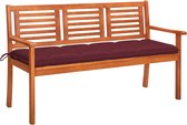 Decoways - Tuinbank 3-zits met kussen 150 cm massief eucalyptushout