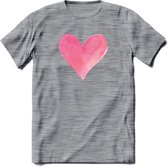 Valentijn Pastel waterverf Hart T-Shirt | Grappig Valentijnsdag Cadeautje voor Hem en Haar | Dames - Heren - Unisex | Kleding Cadeau | - Donker Grijs - Gemaleerd - S