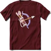 Valentijn pijl en boog Hart T-Shirt | Grappig Valentijnsdag Cadeautje voor Hem en Haar | Dames - Heren - Unisex | Kleding Cadeau | - Burgundy - XL