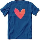 Valentijn Pastel waterverf Hart T-Shirt | Grappig Valentijnsdag Cadeautje voor Hem en Haar | Dames - Heren - Unisex | Kleding Cadeau | - Donker Blauw - XL