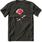 Valentijn roos Hart T-Shirt | Grappig Valentijnsdag Cadeautje voor Hem en Haar | Dames - Heren - Unisex | Kleding Cadeau | - Donker Grijs - S