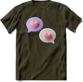 Valentijn Hart chat T-Shirt | Grappig Valentijnsdag Cadeautje voor Hem en Haar | Dames - Heren - Unisex | Kleding Cadeau | - Leger Groen - L