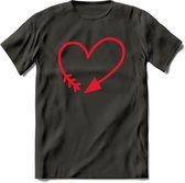 Valentijn Hart T-Shirt | Grappig Valentijnsdag Cadeautje voor Hem en Haar | Dames - Heren - Unisex | Kleding Cadeau | - Donker Grijs - M