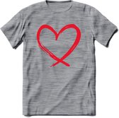 Valentijn Hart T-Shirt | Grappig Valentijnsdag Cadeautje voor Hem en Haar | Dames - Heren - Unisex | Kleding Cadeau | - Donker Grijs - Gemaleerd - XXL