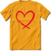 Valentijn Hart T-Shirt | Grappig Valentijnsdag Cadeautje voor Hem en Haar | Dames - Heren - Unisex | Kleding Cadeau | - Geel - XXL