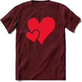 Valentijn Hart T-Shirt | Grappig Valentijnsdag Cadeautje voor Hem en Haar | Dames - Heren - Unisex | Kleding Cadeau | - Burgundy - XXL