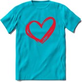 Valentijn Hart T-Shirt | Grappig Valentijnsdag Cadeautje voor Hem en Haar | Dames - Heren - Unisex | Kleding Cadeau | - Blauw - XL