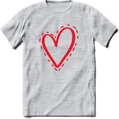 Valentijn Hart T-Shirt | Grappig Valentijnsdag Cadeautje voor Hem en Haar | Dames - Heren - Unisex | Kleding Cadeau | - Licht Grijs - Gemaleerd - XXL