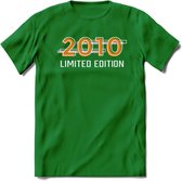 2010 Limited Edition Lines T-Shirt | Goud - Zilver | Grappig Verjaardag en Feest Cadeau Shirt | Dames - Heren - Unisex | Tshirt Kleding Kado | - Donker Groen - 3XL