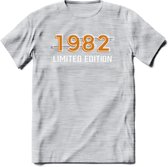 1982 Limited Edition T-Shirt | Goud - Zilver | Grappig Verjaardag en Feest Cadeau Shirt | Dames - Heren - Unisex | Tshirt Kleding Kado | - Licht Grijs - Gemaleerd - XXL